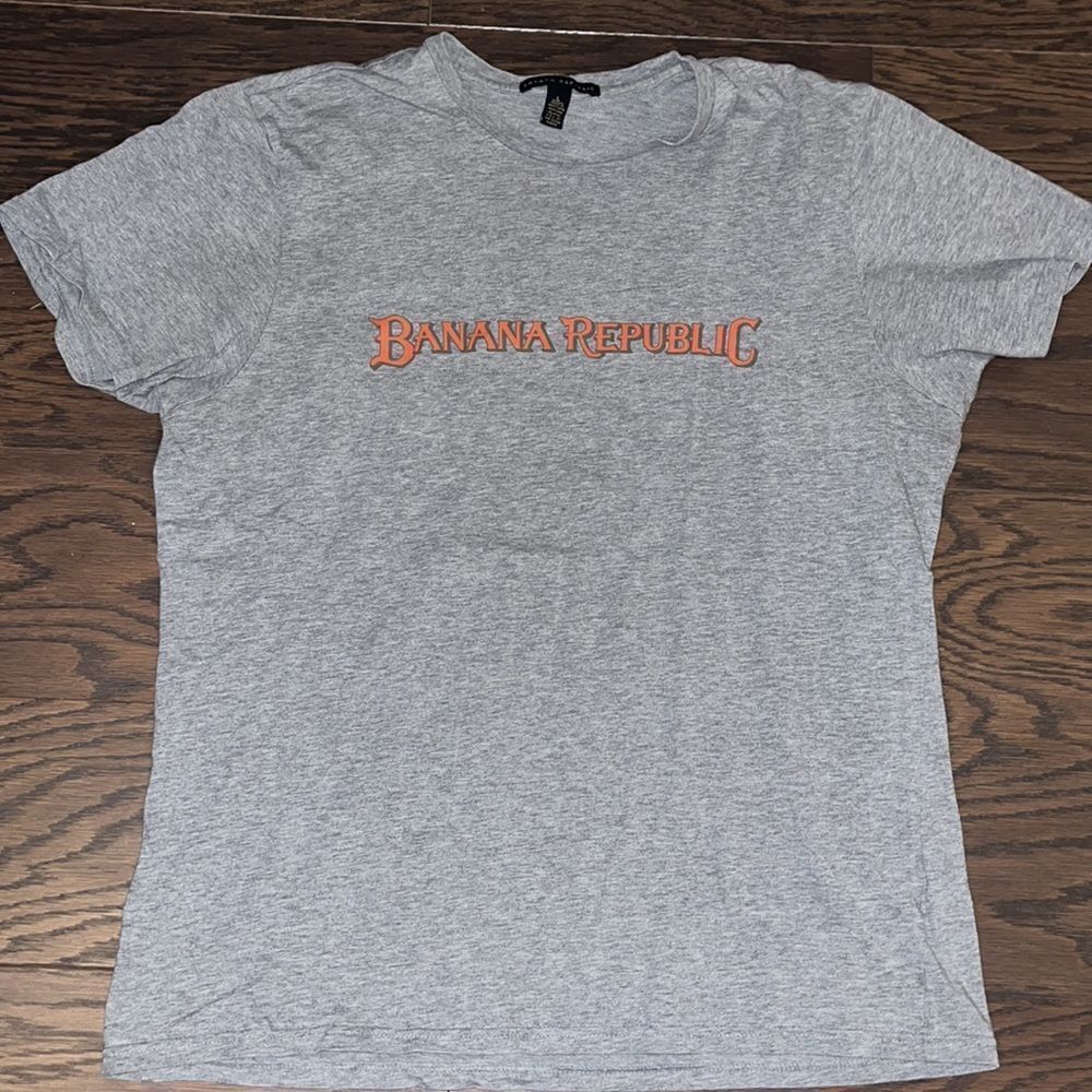 Banana Republic Gray vintage style cotton print Crewneck T shirt L men’s